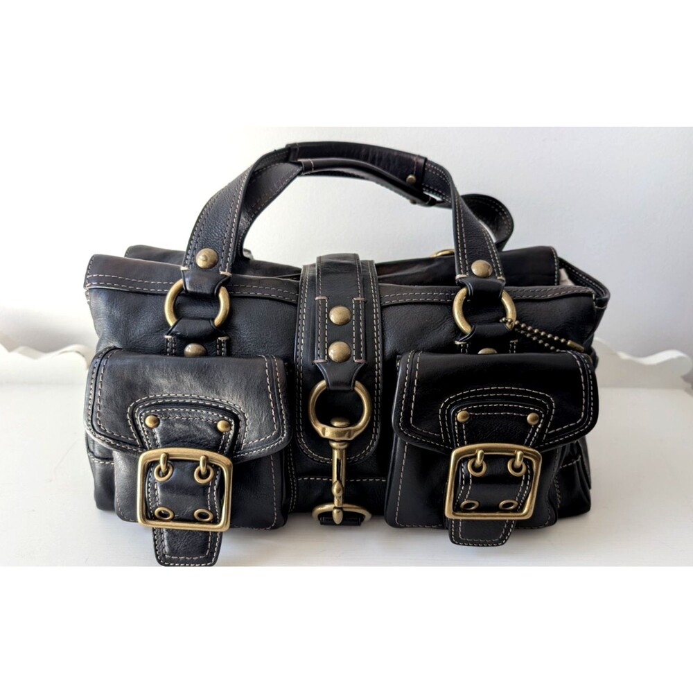 Coach Ltd Ed 65th Anniversary Black Leather‎ Mandy Courier Satchel Bag 10330